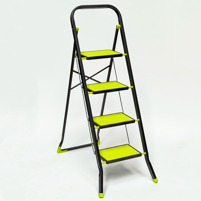 StepIt 4 Step Steel Step Ladder with Anti-Slip Feet - Folding Step Stool with Modern Design - Kitchen, Home & Garage Small Steps - 150kg Capacity - Space Saving Storage - Small Step Ladder
