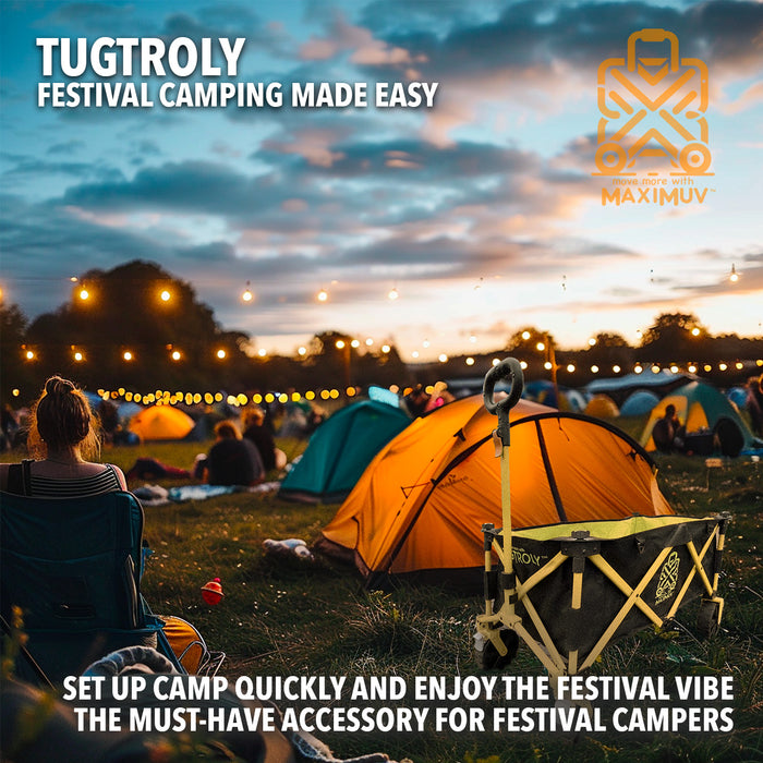 Maximuv Folding Trolley Cart with Adjustable Handle, Heavy-Duty Wheels for Beach, Camping, and Garden - Collapsible Wagon for Festival, Shopping, and Fishing - Multi-Terrain Pull Along Utility Wagon