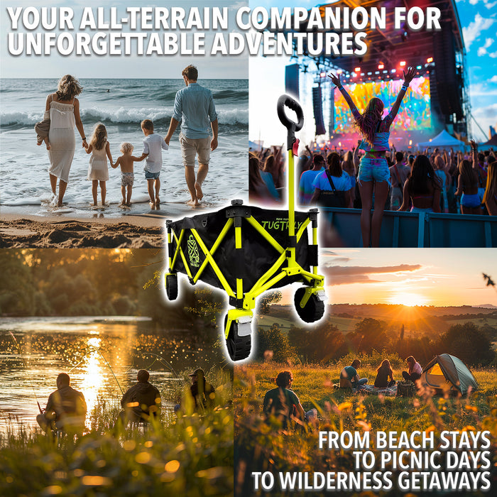 Maximuv Folding Trolley Cart with Adjustable Handle, Heavy-Duty Wheels for Beach, Camping, and Garden - Collapsible Wagon for Festival, Shopping, and Fishing - Multi-Terrain Pull Along Utility Wagon