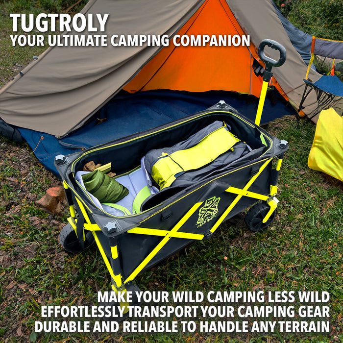 Maximuv Folding Trolley Cart with Adjustable Handle, Heavy-Duty Wheels for Beach, Camping, and Garden - Collapsible Wagon for Festival, Shopping, and Fishing - Multi-Terrain Pull Along Utility Wagon