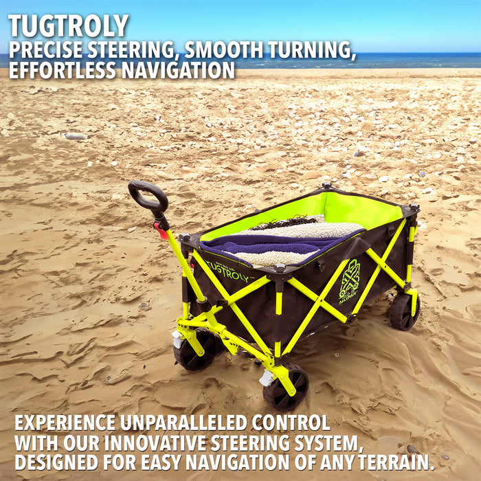 Maximuv Folding Trolley Cart with Adjustable Handle, Heavy-Duty Wheels for Beach, Camping, and Garden - Collapsible Wagon for Festival, Shopping, and Fishing - Multi-Terrain Pull Along Utility Wagon