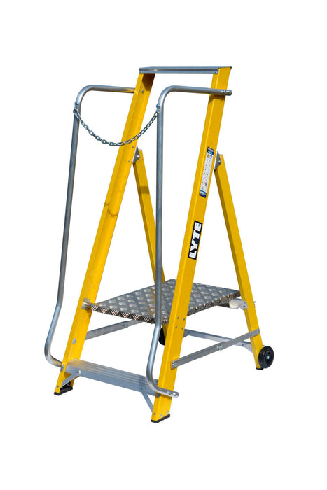 Lyte NYFWP2 Wide Step Ladder with Handrails – Fibreglass Safety Ladder (NYFWP2)