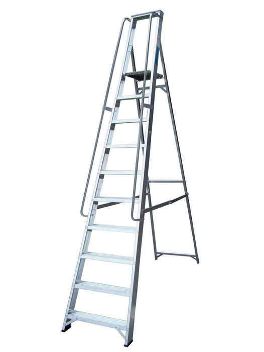 Lyte Industrial Aluminium Platform Step Ladder with Handrails (NESP10)
