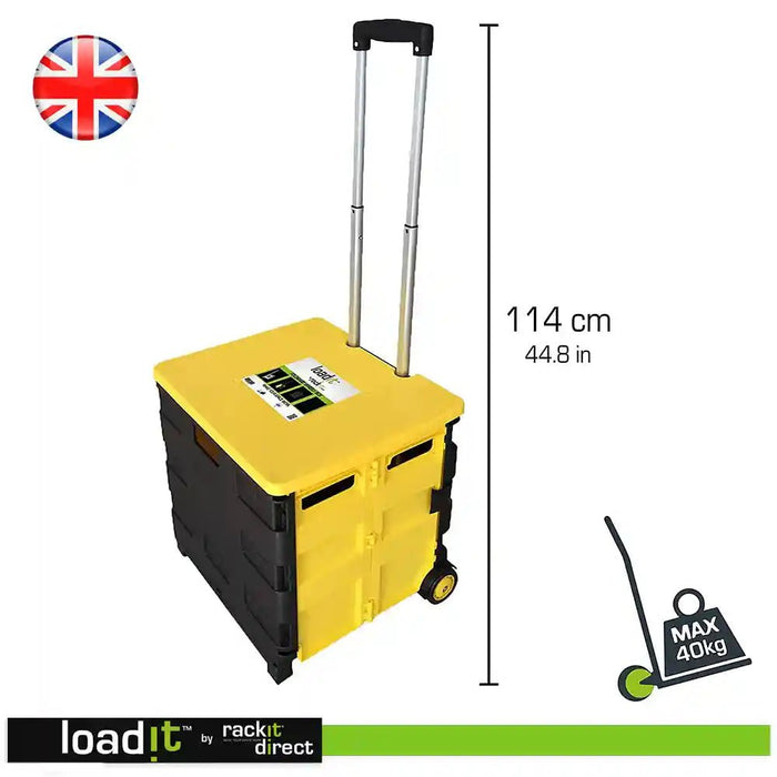 Box Trolley with Wheels and Handle, Box with Wheels and Handle 40kg, Heavy Duty, Shopping & Storage - RackitDirect