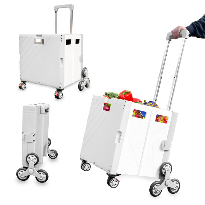 LoadiT Box Trolley with Stair Climbing Wheels and Handle, Box with Wheels and Handle 60kg, Heavy Duty, Shopping & Storage - RackitDirect