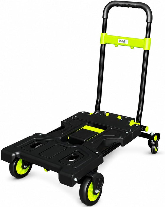 LoadIt 2-in-1 Folding Sack Truck & Platform Trolley 150kg - Heavy Duty Sack Barrow, Hand Truck & Flatbed Moving Trolley