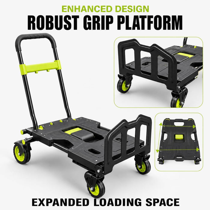 LoadIt 2-in-1 Folding Sack Truck & Platform Trolley 150kg - Heavy Duty Sack Barrow, Hand Truck & Flatbed Moving Trolley