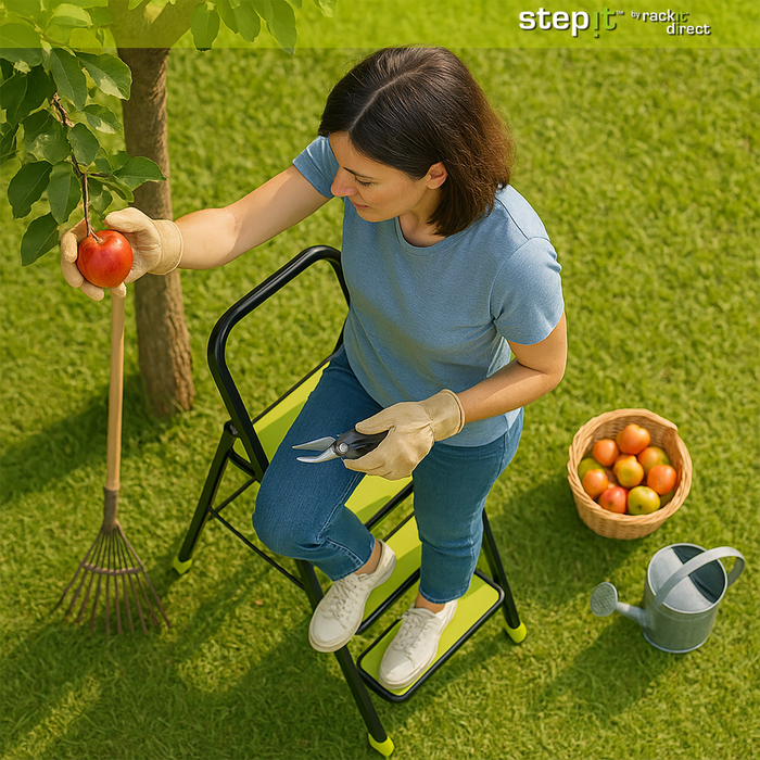 StepIt 3 Step Steel Step Ladder with Anti-Slip Feet - Folding Step Stool with Modern  Design - Kitchen, Home & Garage Small Steps - 150kg Capacity - Space Saving Storage - Small Step Ladder