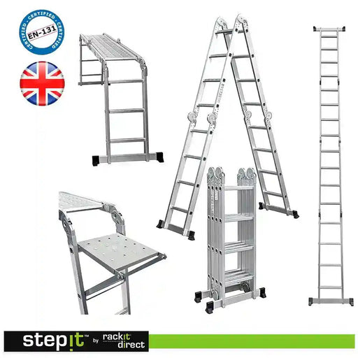 Multi-Purpose Ladder, 4x4 Tool Tray & Platforms, 150kg, 2-Year Warranty - RackitDirect