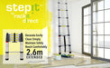 Stepit 2.6m Soft Close Telescopic Ladder Durable and Adjustable - RackitDirect